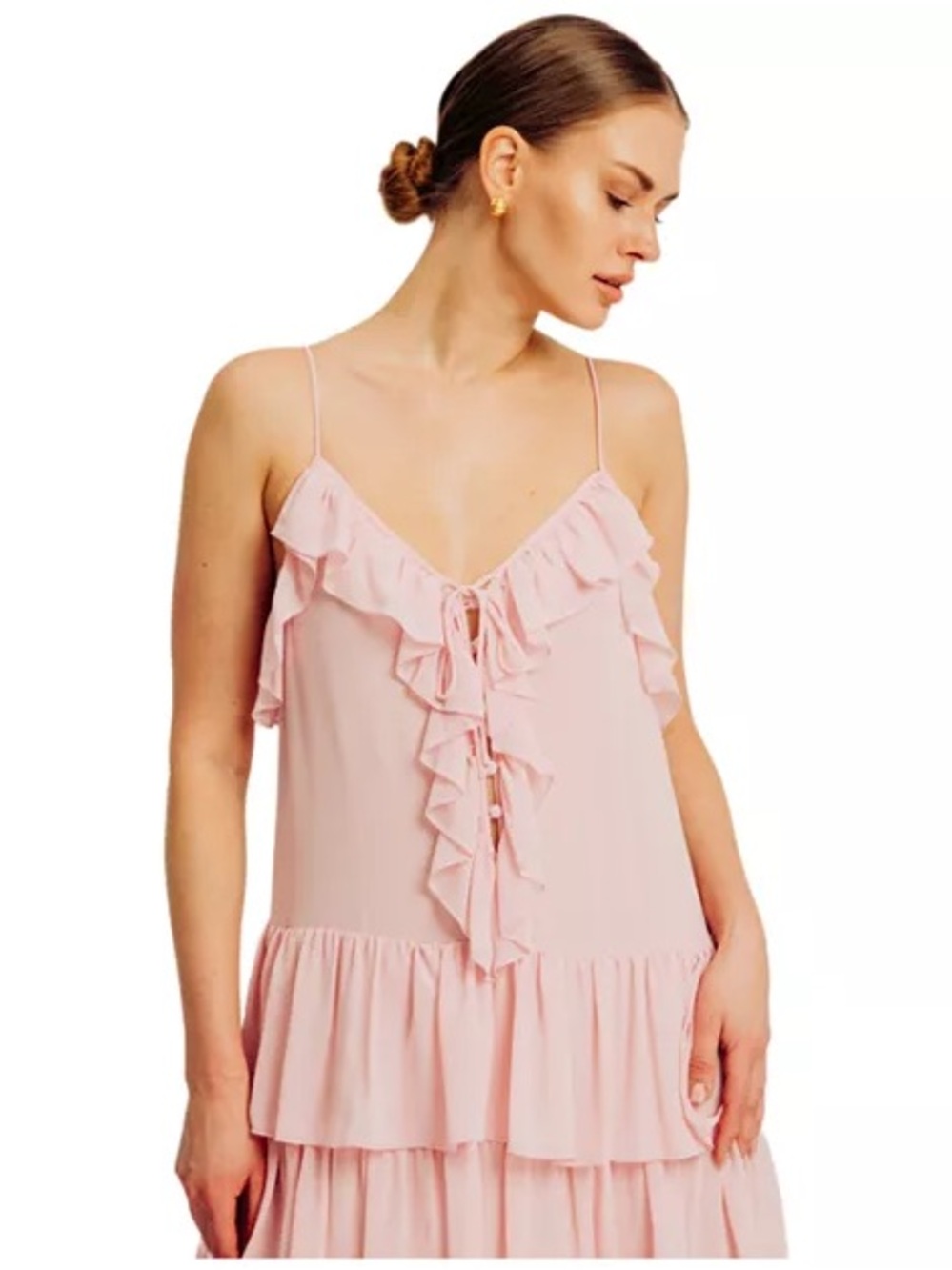 Torn by Ronny Kobo Orcadia Dress Tiered Maxi Romantic Ruffle Sz M nwt - Picture 3 of 5